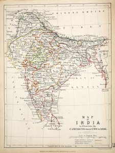 Mapa de India, publicado por William Blackwood and Sons, Edimburgo y Londres, 1848